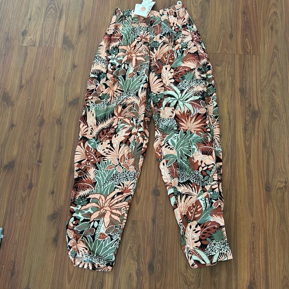 NWT vintage 80s dead stock international Renzi ￼ peach tropical floral jungle ba